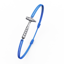Bracelet Cordon Marteaux Solo F MM Pavé, platine, cordon bleu, le bracelet en perspective