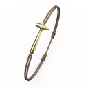 Bracelet Cordon Marteaux Solo F MM Tout Or, or jaune, cordon beige, le bracelet en perspective
