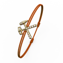 Bracelet Cordon Marteaux Héritage MM Pavé, or jaune, cordon orange, le bracelet en perspective