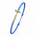 Bracelet Cordon Marteaux Solo F MM Pavé, or jaune, cordon bleu, le bracelet en perspective