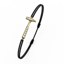 Bracelet Cordon Marteaux Solo F MM Pavé, or jaune, cordon noir, le bracelet en perspective