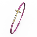 Bracelet Cordon Marteaux Solo F MM Pavé, or jaune, cordon rose, le bracelet en perspective