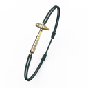 Bracelet Cordon Marteaux Solo F MM Pavé, or jaune, cordon vert, le bracelet en perspective