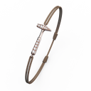 Bracelet Cordon Marteaux Solo F MM Pavé, or rose, cordon beige, le bracelet en perspective