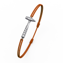 Bracelet Cordon Marteaux Solo F MM Pavé, platine, cordon orange, le bracelet en perspective