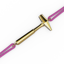 Bracelet Cordon Marteaux Solo F MM Tout Or, or jaune, cordon rose, le marteau, de trois-quarts