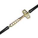 Bracelet Cordon Marteaux Solo H MM Pavé, or jaune, cordon noir, le marteau, de trois-quarts