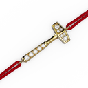 Bracelet Cordon Marteaux Solo H MM Pavé, or jaune, cordon rouge, le marteau, de trois-quarts
