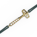 Bracelet Cordon Marteaux Solo H MM Pavé, or jaune, cordon vert, le marteau, de trois-quarts