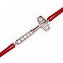 Bracelet Cordon Marteaux Solo H MM Pavé, or rose, cordon rouge, le marteau, de trois-quarts