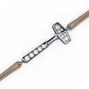 Bracelet Cordon Marteaux Solo H MM Pavé, platine, cordon beige, le marteau, de trois-quarts
