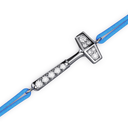 Bracelet Cordon Marteaux Solo H MM Pavé, platine, cordon bleu, le marteau, de trois-quarts