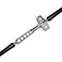 Bracelet Cordon Marteaux Solo H MM Pavé, platine, cordon noir, le marteau, de trois-quarts