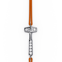 Bracelet Cordon Marteaux Solo H MM Pavé, platine, cordon orange, le marteau