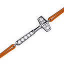 Bracelet Cordon Marteaux Solo H MM Pavé, platine, cordon orange, le marteau, de trois-quarts