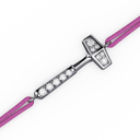 Bracelet Cordon Marteaux Solo H MM Pavé, platine, cordon rose, le marteau, de trois-quarts