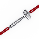 Bracelet Cordon Marteaux Solo H MM Pavé, platine, cordon rouge, le marteau, de trois-quarts