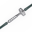Bracelet Cordon Marteaux Solo H MM Pavé, platine, cordon vert, le marteau, de trois-quarts