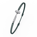 Bracelet Cordon Marteaux Solo H MM Pavé, platine, cordon vert, le bracelet en perspective