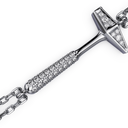 Bracelet Double Chaine Marteaux Solo F GM Pavé - Platine