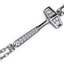 Bracelet Double Chaine Marteaux Solo H GM Pavé - Platine