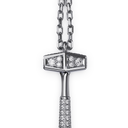 Bracelet Double Chaine Marteaux Solo H GM Pavé - Platine