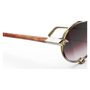 Heritage Cerclée Or Jaune & Bois de Loupe & 8 Diamants — verres rosés — détail de branche