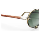 Heritage Cerclée Or Jaune & Bois de Loupe & 8 Diamants — verres verts — détail de branche