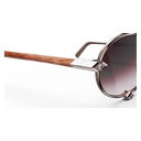 Heritage Cerclée Or Rose & Bois de Loupe & 8 Diamants — verres rosés — détail de branche