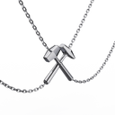 Pendentif Marteaux Héritage Double Chaine MM Tout Or - Or gris