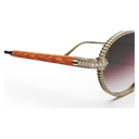 Take Couture Or Jaune Pavé de Diamants & Bois de Loupe — verres rosés — détail de tenon
