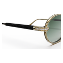 Take Couture Or Jaune Pavé de Diamants & Bois d'Ébène — verres verts — détail de tenon
