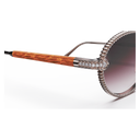 Take Couture Or Rose Pavé de Diamants & Bois de Loupe — verres rosés — détail de tenon