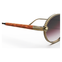Take Couture Titane Enrobé d'Or Jaune & Bois de Loupe — verres rosés — détail de tenon