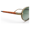 Take Couture Titane Enrobé d'Or Jaune & Bois de Loupe — verres verts — détail de tenon