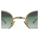 Take Couture Titane Enrobé d'Or Jaune & Bois d'Amarante — verres verts — détail de pont