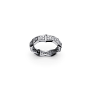 Bague Maillon Marteaux Pavée - Or gris