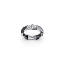 Bague Maillon Marteaux Semi Pavée - Or gris